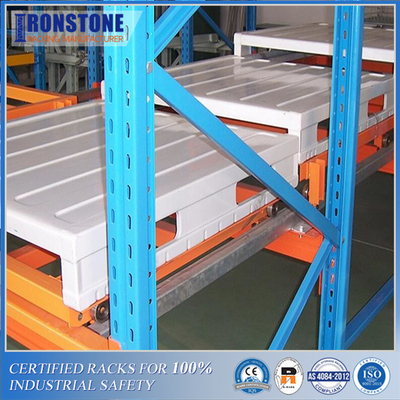 Hệ thống giá đỡ bằng thép đẩy lùi trọng lực tùy chỉnh ODM với bộ lưu trữ chuyên sâu